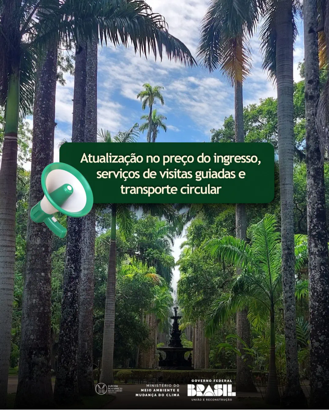 JARDIM BOTÂNICO - Valores de ingresso